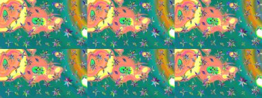 Küçük renkli çiçekler. Küçük çiçekte güzel bir desen. Robot resim. Çiçekli yaz çiçekleri. Moda baskıları için zarif bir şablon. Motley illüstrasyonu.