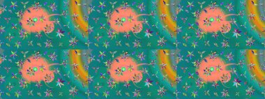 Raster illüstrasyonu. Küçük çiçekli basit bir çiçek çizimi. Moda baskısı, albüm, ambalaj kağıdı ve duvar kağıdı için zarif dekoratif süslemeler. Mavi renkte şirin çiçekler.