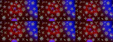 Raster illüstrasyonundaki çiçek desenli çizim. Renkli Bahar Teması eskiz kalıbı. Düz Çiçek Elementleri Tasarımı. Süslü kumaş deseni.