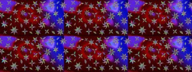 Raster deseni. Kahverengi renklerde bahar çiçekleri. Raster illüstrasyonu. Patlayan çiçekler soyut yerleştirilmiş.