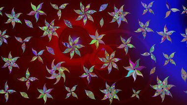 Raster illüstrasyonundaki çiçek desenli çizim. Suluboya tarzında kahverengi renkte çiçekler.