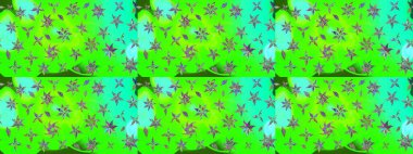 Yeşil renkli çiçekler. Raster illüstrasyonu. Çiçek süslemeli çizim deseni.