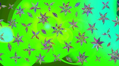 Yeşil renkli çiçekler. Raster düz çiçek çizim deseni. Tasarım hediye paketi, tebrik kartları, posterler ve afiş tasarımı.