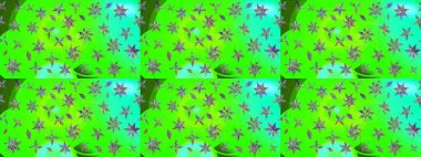 Düz Çiçek Elementleri Tasarımı. Yeşil renkli çiçekler. Renkli Bahar Teması eskiz kalıbı. Sevimli çiçek raster deseni.