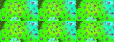 Düz Çiçek Elementleri Tasarımı. Yeşil renkli çiçekler. Renkli Bahar Teması eskiz kalıbı. Sevimli çiçek raster deseni.