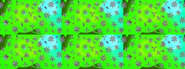 Raster illüstrasyonu. Yeşil kıvırcık çiçekler yeşil renkte şekillenir. Klasik çiçek tasarım elementleri.