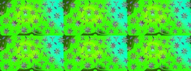 Hediye ambalaj kağıdı, tebrik kartları, posterler ve pankart tasarımı. Raster düz çiçek çizim deseni. Yeşil renkte çiçekler.