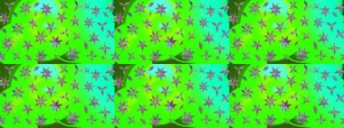 Tekstil tasarımı için yeşil renkli geleneksel halk çiçekleri buketi. Üzerinde gelincikler ve vadi zambakları olan renkli çiçek desenli nakış..