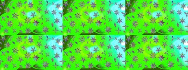 Yeşil yapraklı yabani çiçekler. Eskiz arkaplan modeli. Raster illüstrasyonu. Suluboya, elle çizilmiş.