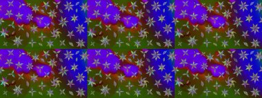 Renkli Bahar Teması eskiz kalıbı. Yeşil renkli çiçekler. Düz Çiçek Elementleri Tasarımı. Sevimli çiçek raster deseni.