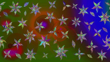 El çizimi. Çiçekler, dallar, bitkiler ve çiçekler. Raster illüstrasyonu. Güzel kumaş deseni.