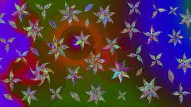 Düz Çiçek Elementleri Tasarımı. Kahverengi renkli çiçekler. Renkli Bahar Teması eskiz kalıbı. Güzel çiçek deseni..