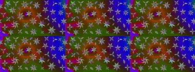 Renkli grunge, soyut arkaplanı colokahverengi çiçeklerle süslüyor. Nakış desenli çiçek deseni. İzler, kumaş, duvar kağıtları, tekstil için raster dokusu.