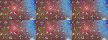 Raster illüstrasyonu. Kahverengi renkli Asya tekstili. Çiçek desenini çiz.