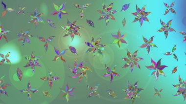 Raster Illustrasyon 'daki Çiçek Deseni' nin son moda çizimi. Düz Çiçek Elementleri Tasarımı. Renkli Yaz Temalı eskiz kalıbı. Güzel kumaş deseni.