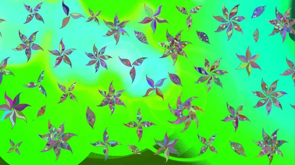 Çizim kalıbı. Çiçek duvar kağıdı. Renkli süs kenarı. Raster illüstrasyonu. Hint süsü. Yeşil renklerde.