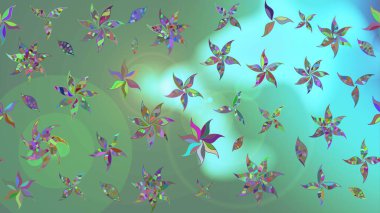 Nazik romantik baskı. Raster güzel bir çiçek deseni çizmiş. Bahar mevsimi. Tatil havası. Yeşil renkte çiçekler.