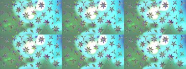 Mavi renkli şirin tekstil tarzında. Raster illüstrasyonu. Renkli çizim kalıbı. Çiçek duvar kâğıdı. Çiçek arka planı.