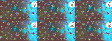 Kahverengi renklerde bahar çiçekleri. Raster illüstrasyonu. Çiçek ve yapraklı karalama şeklinde Raster çiçek deseni.