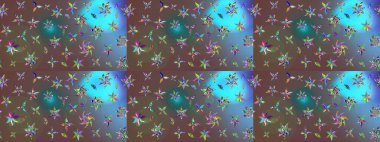 Raster illüstrasyonundaki çiçek desenli çizim. Renkli Bahar Teması eskiz kalıbı. Düz Çiçek Elementleri Tasarımı. Kahverengi renkte çiçekler.