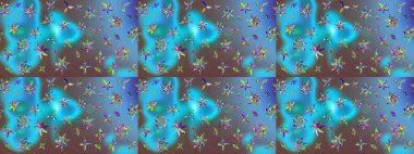 Vadinin mavi renkli çiçekleri. Çiçeksel çizim kalıbının çizimi.