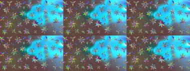 Mavi renkli çiçekler. Bahar mevsimi. Nazik romantik baskı. Raster güzel bir çiçek deseni çizmiş. Tatil havası..