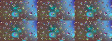 Tekstil için suluboya eskiz deseni. Şirin çiçekli, desenli, kahverengi renkli bir eskiz deseni. El çizimi çiçek çizimi deseni (fayans)).