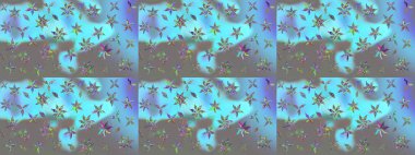 Raster illüstrasyonu. Asya tekstil tarzında. Mavi renkli çiçekler. Raster illüstrasyonu. Çiçek desenini çiz.