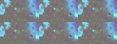 Soyut etnik raster çizim kalıbı. Vadinin gri renkli çiçekleri. Çiçekler..