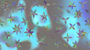 Mavi renklerde. Renkli süs kenarı. Hint süsü. Raster illüstrasyonu. Çizim kalıbı. Çiçek duvar kağıdı.