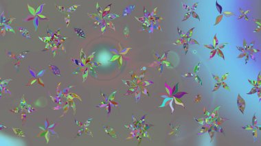 Üzerinde gri renkte karalamalar olan çiçek desenleri çiz. Raster illüstrasyonu.