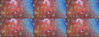 Raster illüstrasyonu. Çiçek desenli eskiz, darbeler, sıçramalar, yaz çiçekleri. Kahverengi renkte çiçekler.