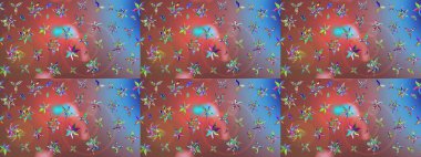 Renkli Bahar Teması eskiz kalıbı. Düz Çiçek Elementleri Tasarımı. Çiçek deseni. Raster çizimi. Güzel kumaş deseni..