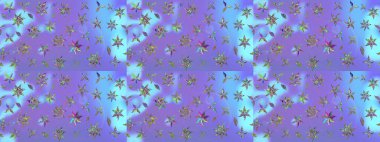 Raster deseni. Bahar çiçekleri dallı desen, mor renkler çiçekli siluet.