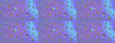 Mor renkli çiçekler. Raster düz çiçek çizim deseni. Tasarım hediye paketi, tebrik kartları, posterler ve afiş tasarımı.