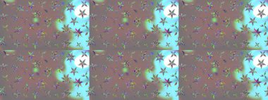 Parlak renkli fantezi çiçekleri, yapraklar, gri renkli tomurcuklar. Suluboya el çizimi elementli çiçek çizimi deseni.