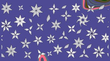 Raster illüstrasyonundaki çiçek desenli çizim. Mor renkte çiçekler.