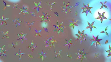 Gri renkli çiçekler. Düz Çiçek Elementleri Tasarımı. Renkli Yaz Temalı eskiz kalıbı. Raster illüstrasyonunda çiçek deseni çizimi.