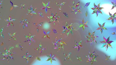 Gri renkli çiçekler. Raster illüstrasyonu. Çiçek süslemeli çizim deseni.