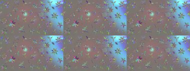 Düz Çiçek Elementleri Tasarımı. Raster illüstrasyonu. Gri renkli, zarif çiçek buketli suluboya. Renkli Bahar Teması çizim şablonu.