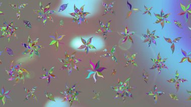 Gri renkli çiçekler. Raster illüstrasyonu. Çiçek desenli eskiz, vuruşlar, sıçramalar, yaz çiçekleri..