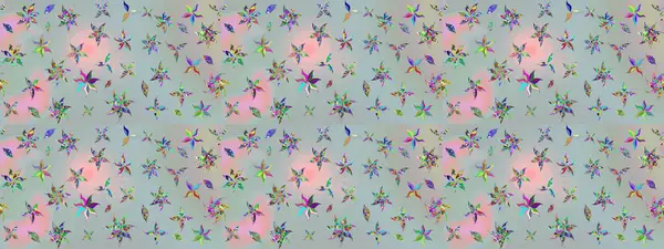 Soyut etnik raster çizim kalıbı. Vadinin gri renkli çiçekleri. Çiçekler..