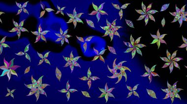 Sabıka fotoğraflarında, bebek kıyafetlerinde, duvar kâğıtlarında, paket kutularında falan kullanılabilir. Raster. Zarif, parlak ve eskiz mavi çiçek deseni tasarımı.