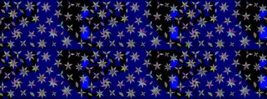 Raster illüstrasyonundaki çiçek desenli çizim. Renkli Yaz Temalı eskiz kalıbı. Düz Çiçek Elementleri Tasarımı. Mavi renkte çiçekler.