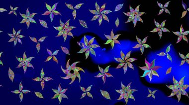 Renkli Bahar Teması eskiz kalıbı. Düz Çiçek Elementleri Tasarımı. Raster illüstrasyonundaki çiçek desenli çizim. Süslü kumaş deseni.