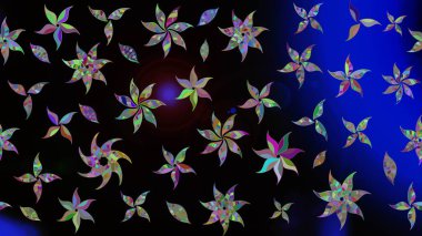 Çiçek desenli eskiz, darbeler, sıçramalar, yaz çiçekleri. Siyah renkli çiçekler. Raster illüstrasyonu.