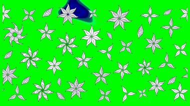 Yeşil renklerde. 3D çiçekler, eskiz. Raster illüstrasyonu.