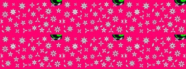 Renkli Bahar Teması eskiz kalıbı. Raster illüstrasyonu. Düz Çiçek Elementleri Tasarımı. Şirin çiçek elementleri. Çizim deseni Modaya uygun kumaş deseni.