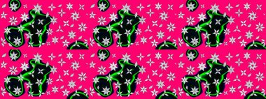 Raster illüstrasyonu. Robot resim. Şirin çiçek elementleri. Mor renkte çiçekler.