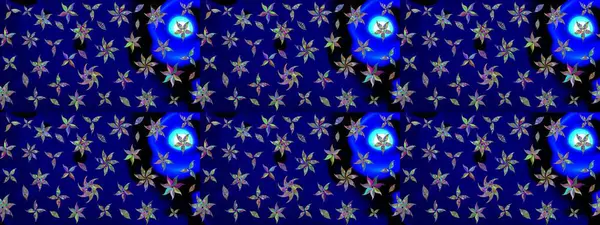 Halk tarzı. Parlak renkli çiçekleri ve mavi yaprakları olan harika bir çiçek deseni. Modern çiçek arkaplanı. Moda baskıları için zarif bir şablon.